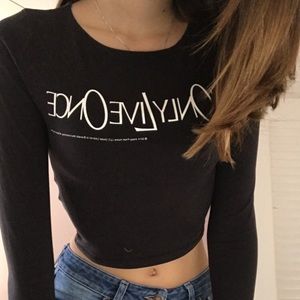 Vintage YOLO cropped long sleeve tee